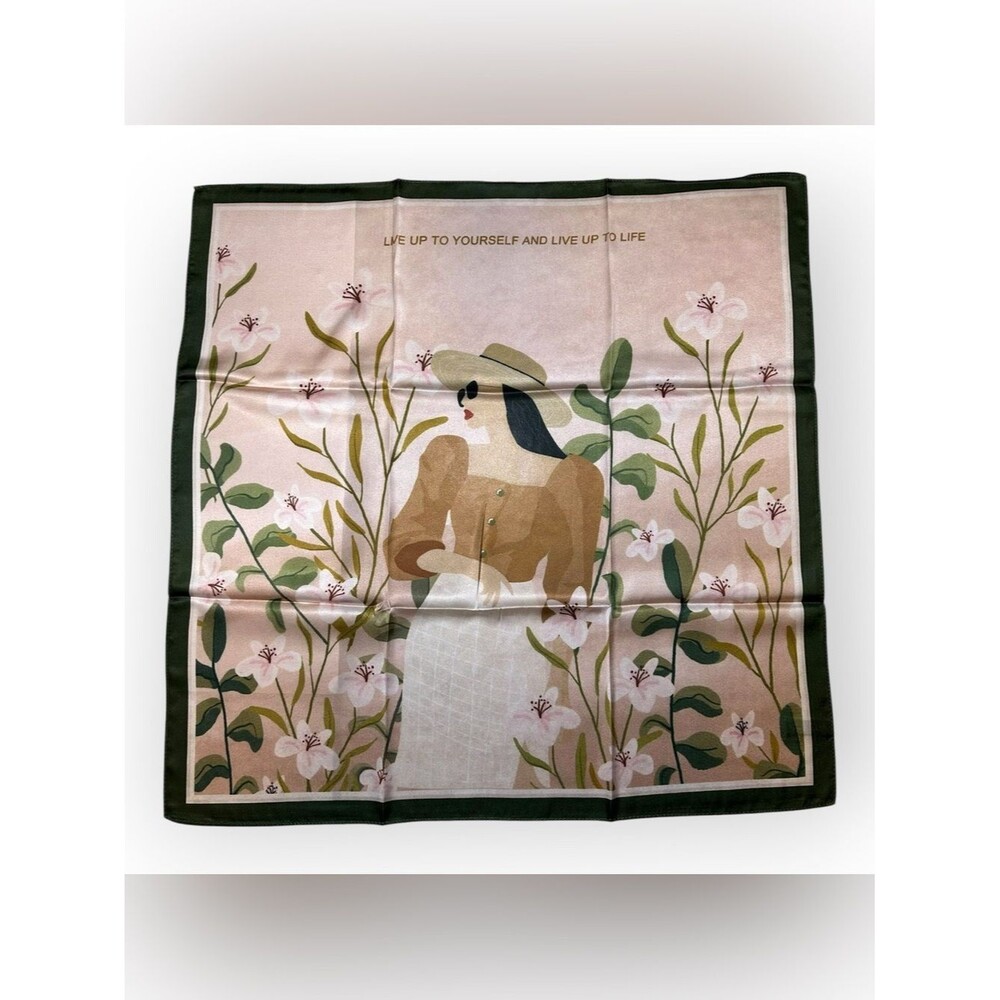 Pink 20” x 20” Floral Art Print with Woman